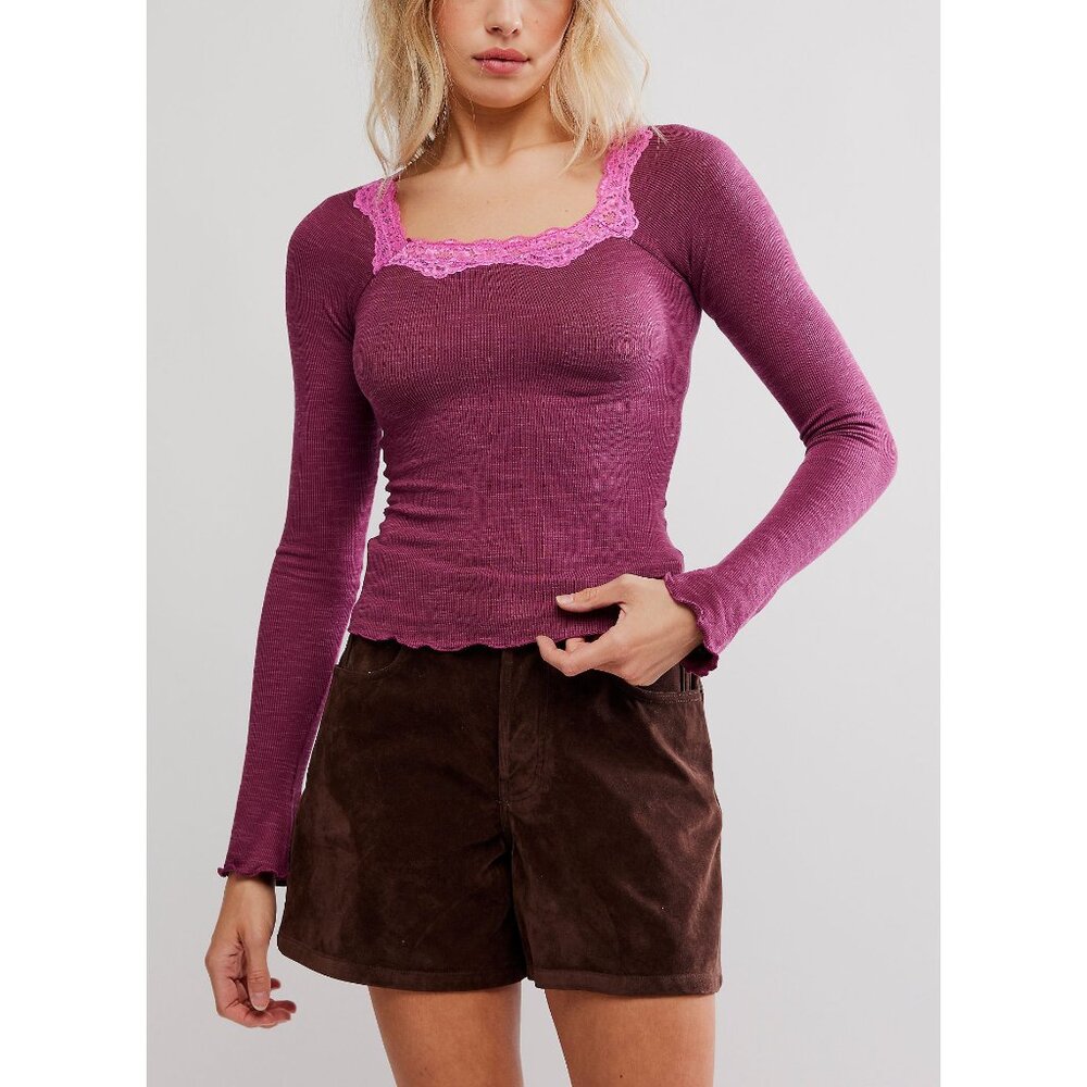 FREE PEOPLE Oh My Darling Long Sleeve / Rhododendron Combo